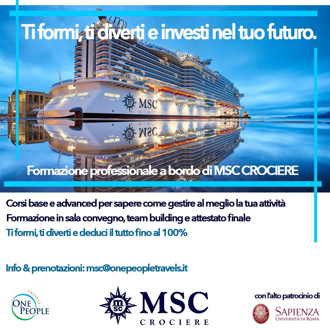 ONE PEOPLE TRAVELS PRESENTA IL NUOVO PROGETTO DI FORMAZIONE PROFESSIONALE IN COLLABORAZIONE CON MSC